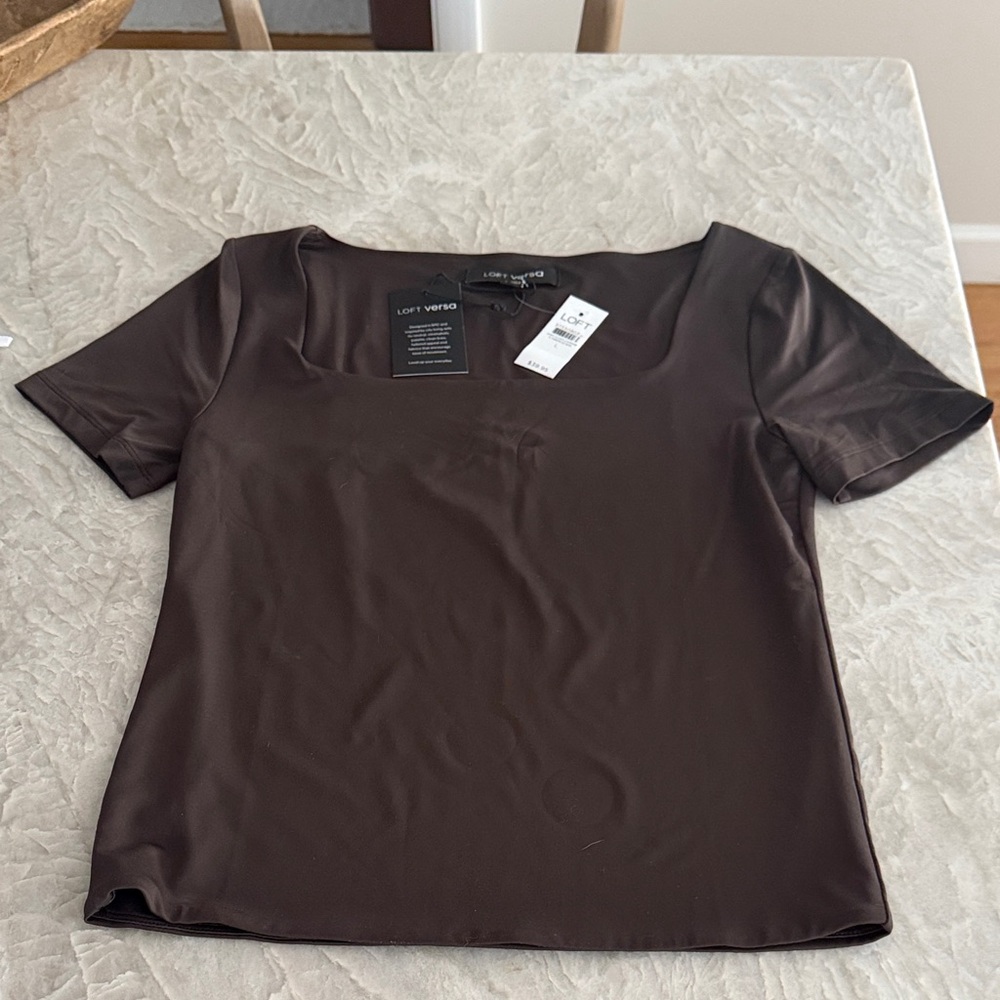 LOFT Dark Brown Short Sleeve Top